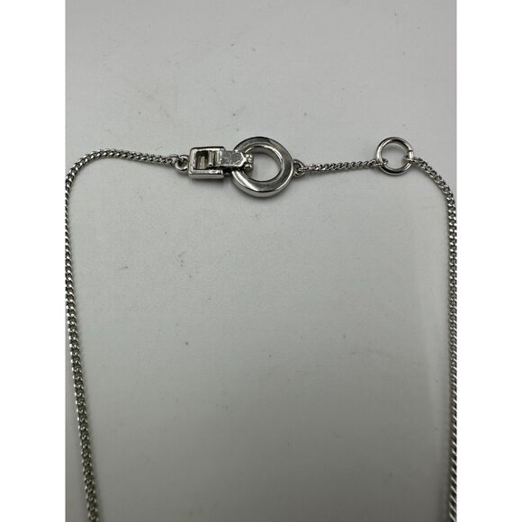 Givenchy Necklace Silver Tone Rhinestone Crystal Swirl Drop Pendant 16.5 Inch - Picture 5 of 9